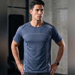 5 For $25✨️ 2XU Men's Size Medium Workout Athletic Sports Blue T-Shirt Top